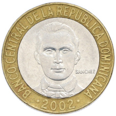 Монета 5 спесо 2002 года Доминиканская республика (аверс)