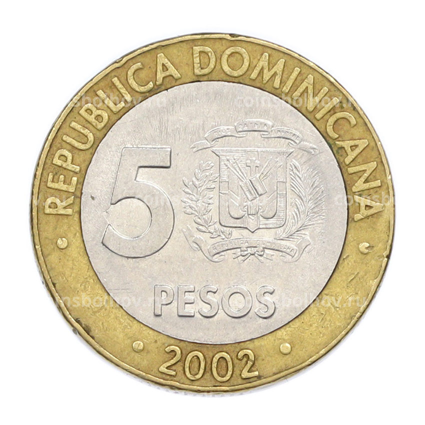 Монета 5 спесо 2002 года Доминиканская республика (вид 2)