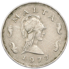 Монета 2 цента 1977 года Мальта (аверс)