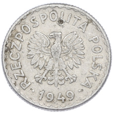 Монета 1 злотый 1949 года Польша (реверс)