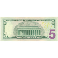 Банкнота 5 долларов 2017 года США (Замещение) (вид 2)