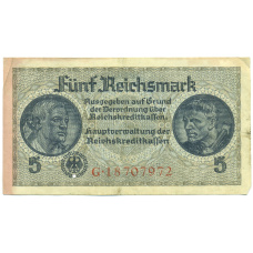 Банкнота 5 рейхсмарок 1940 года Германия (Для оккупированных территорий)