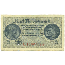 Банкнота 5 рейхсмарок 1940 года Германия (Для оккупированных территорий)