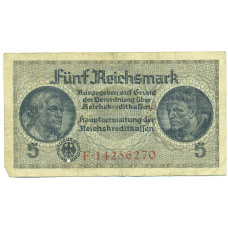 Банкнота 5 рейхсмарок 1940 года Германия (Для оккупированных территорий)