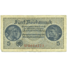 Банкнота 5 рейхсмарок 1940 года Германия (Для оккупированных территорий)