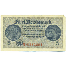 Банкнота 5 рейхсмарок 1940 года Германия (Для оккупированных территорий)
