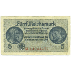 Банкнота 5 рейхсмарок 1940 года Германия (Для оккупированных территорий)