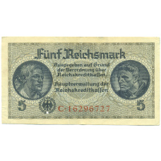 Банкнота 5 рейхсмарок 1940 года Германия (Для оккупированных территорий)