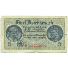 Банкнота 5 рейхсмарок 1940 года Германия (Для оккупированных территорий)