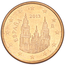 Монета 5 евроцентов 2013 года Испания (аверс)