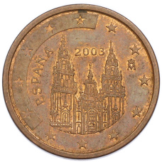 Монета 5 евроцентов 2003 года Испания (аверс)