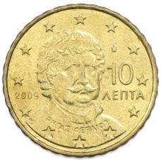 Монета 10 евроцентов 2009 года Греция (аверс)
