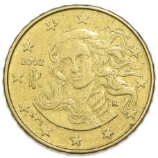 Монета 10 евроцентов 2002 года Италия (аверс)