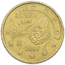 Монета 50 евроцентов 2001 года Испания (аверс)