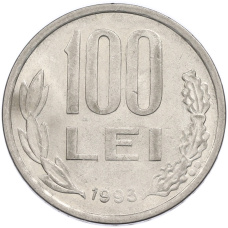 Монета 100 лей 1993 года Румыния (аверс)