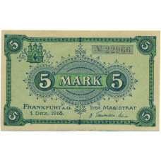 Банкнота 5 марок 1918 года Германия — город Франкфурт-на-Одере (Нотгельд)