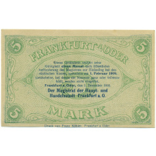Банкнота 5 марок 1918 года Германия — город Франкфурт-на-Одере (Нотгельд) (вид 2)