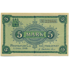 Банкнота 5 марок 1918 года Германия — город Франкфурт-на-Одере (Нотгельд)