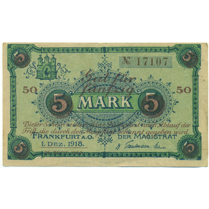 Банкнота 50 марок 1922 года Германия — город Франкфурт-на-Одере (Нотгельд)