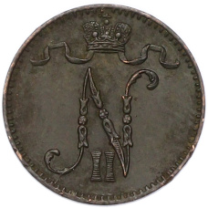Монета 1 пенни 1900 года Русская Финляндия (реверс)