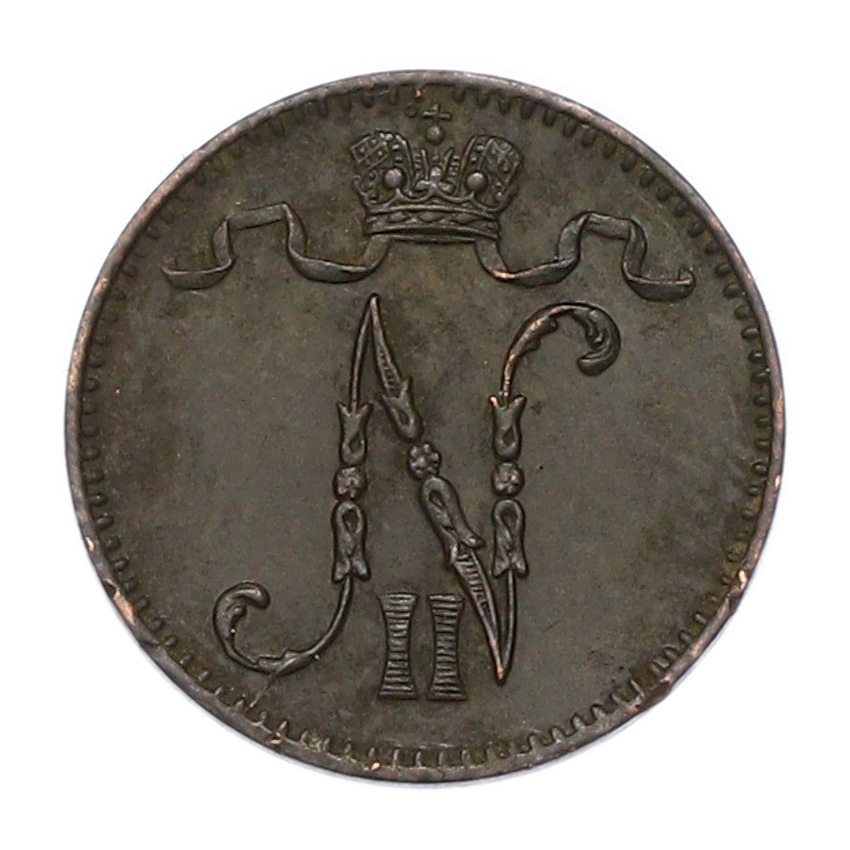 Монета 1 пенни 1900 года Русская Финляндия (вид 2)