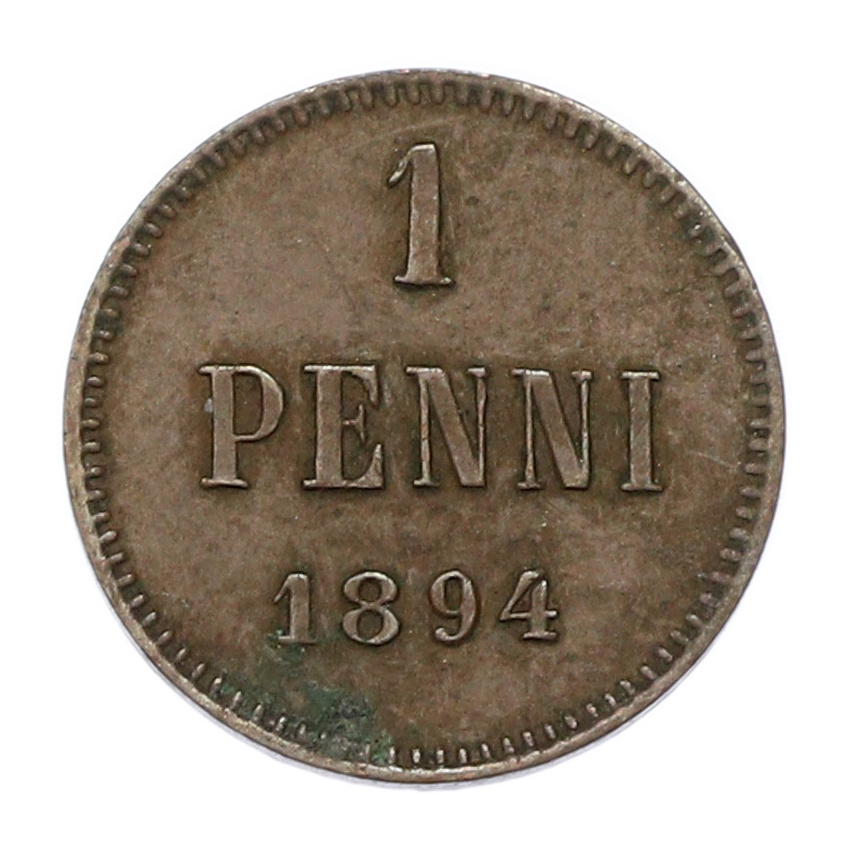 Монета 1 пенни 1894 года Русская Финляндия