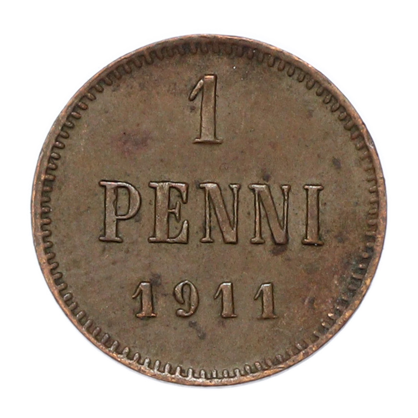 Монета 1 пенни 1911 года Русская Финляндия