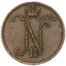 Монета 1 пенни 1911 года Русская Финляндия (реверс)