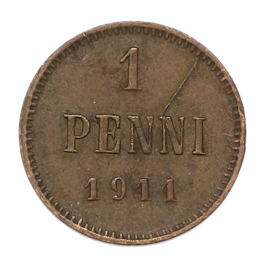 Монета 1 пенни 1911 года Русская Финляндия