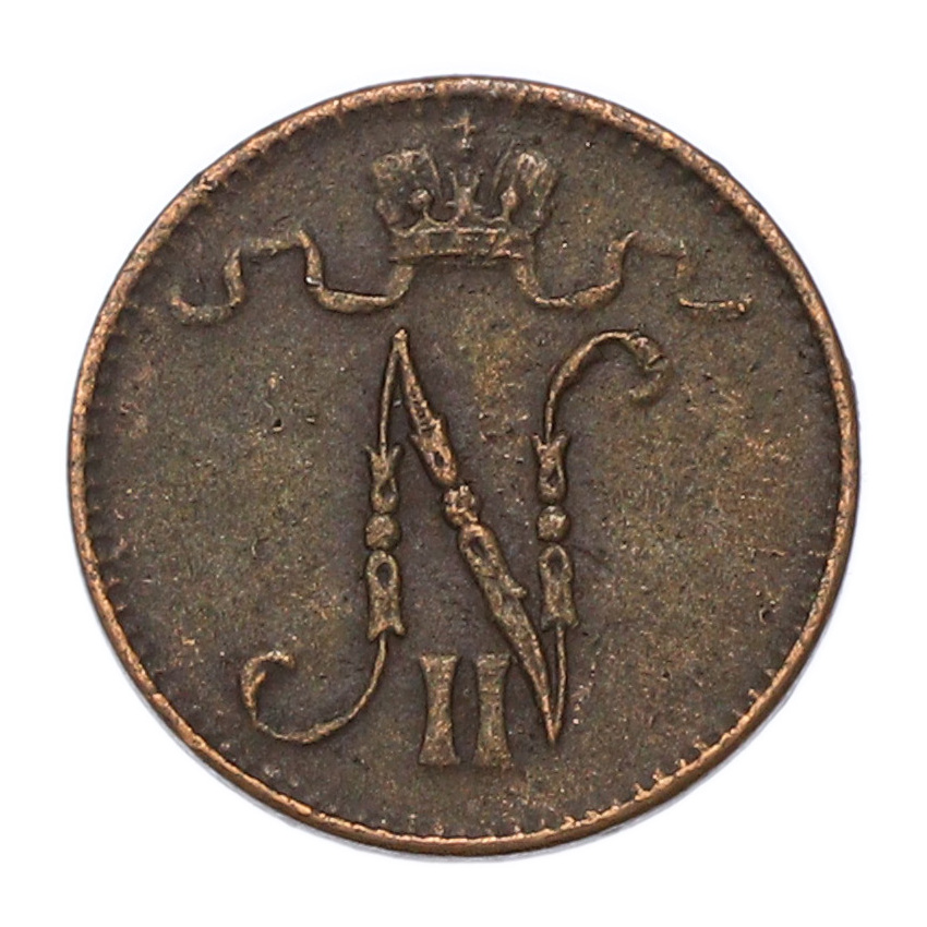 Монета 1 пенни 1911 года Русская Финляндия (вид 2)