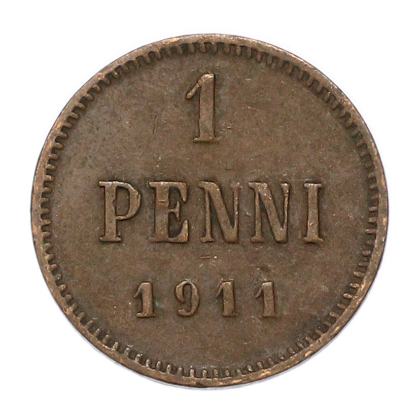 Монета 1 пенни 1911 года Русская Финляндия