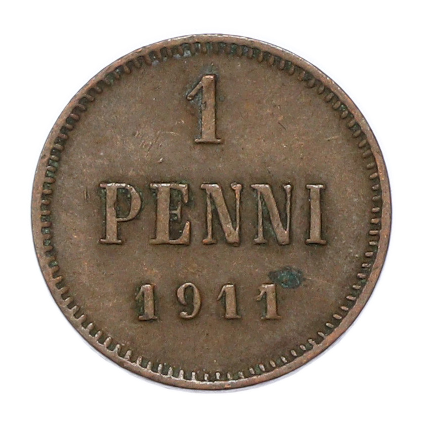 Монета 1 пенни 1911 года Русская Финляндия