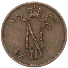 Монета 1 пенни 1911 года Русская Финляндия (реверс)