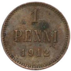 Монета 1 пенни 1912 года Русская Финляндия (аверс)