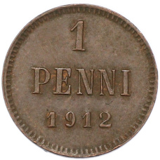 Монета 1 пенни 1912 года Русская Финляндия (аверс)