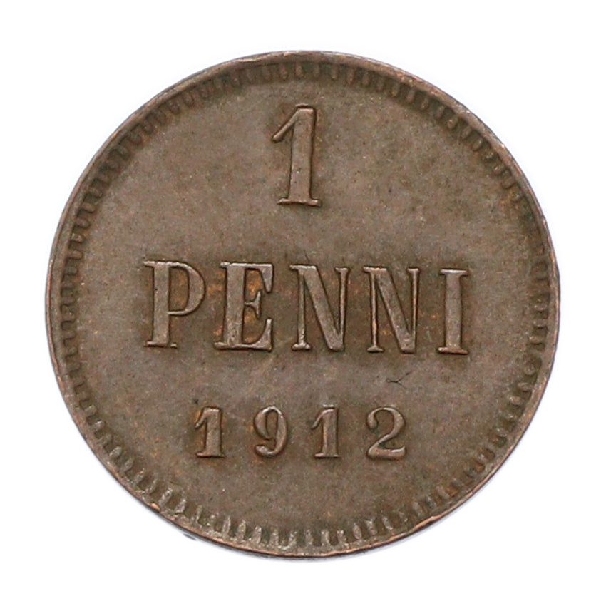 Монета 1 пенни 1912 года Русская Финляндия