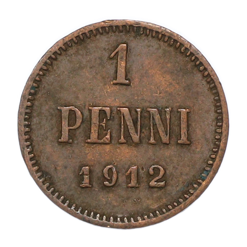 Монета 1 пенни 1912 года Русская Финляндия