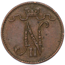 Монета 1 пенни 1913 года Русская Финляндия (реверс)
