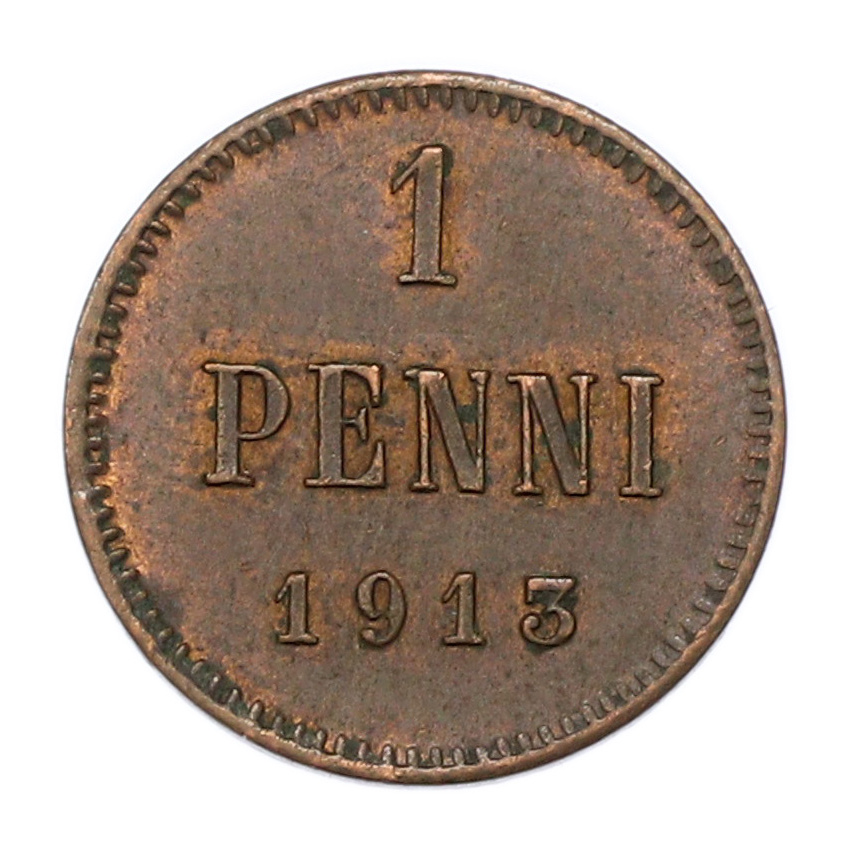 Монета 1 пенни 1913 года Русская Финляндия