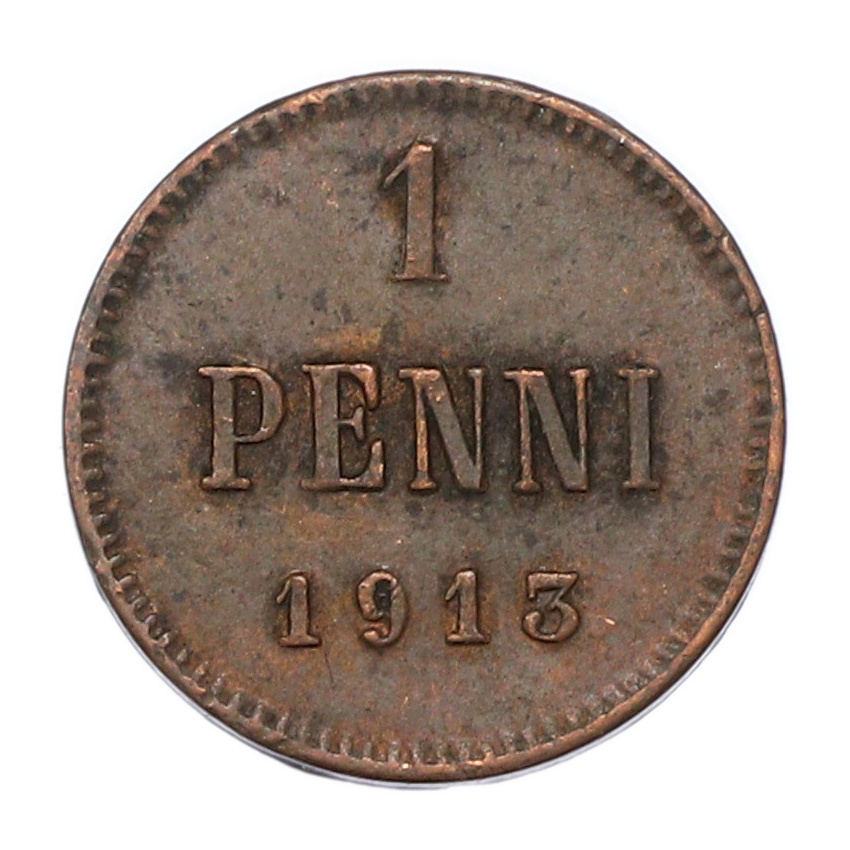 Монета 1 пенни 1913 года Русская Финляндия