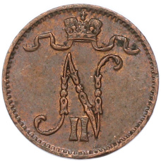 Монета 1 пенни 1913 года Русская Финляндия (реверс)
