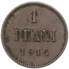 Монета 1 пенни 1914 года Русская Финляндия (аверс)
