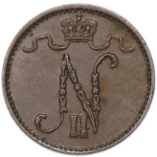 Монета 1 пенни 1914 года Русская Финляндия (реверс)