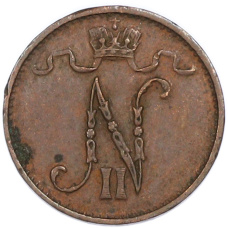 Монета 1 пенни 1915 года Русская Финляндия (реверс)