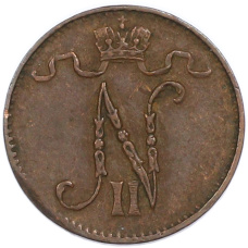 Монета 1 пенни 1915 года Русская Финляндия (реверс)