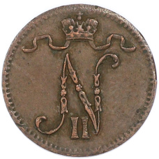 Монета 1 пенни 1916 года Русская Финляндия (реверс)