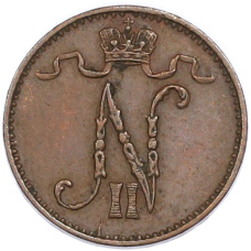 Монета 1 пенни 1909 года Русская Финляндия (реверс)