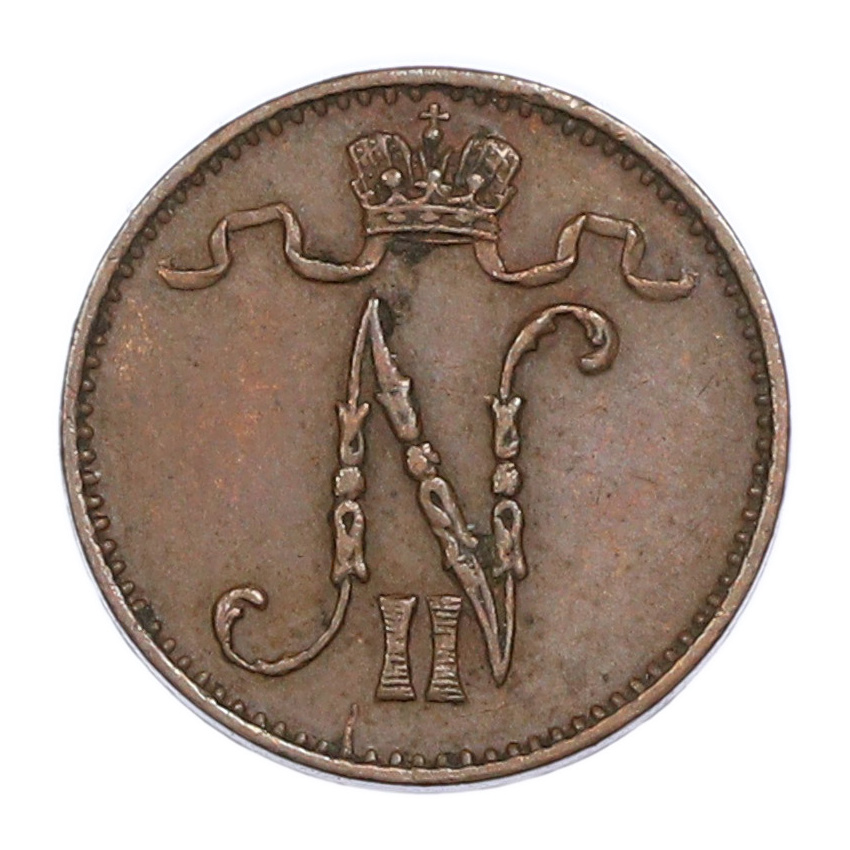 Монета 1 пенни 1909 года Русская Финляндия (вид 2)