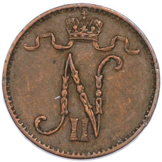 Монета 1 пенни 1909 года Русская Финляндия (реверс)