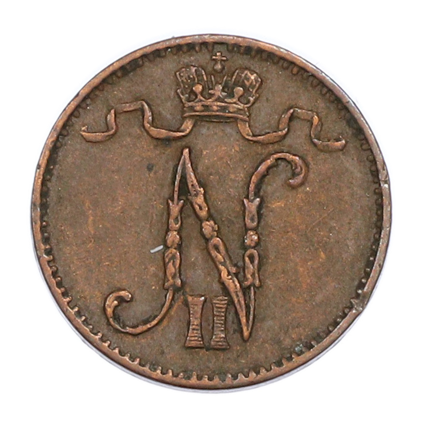 Монета 1 пенни 1909 года Русская Финляндия (вид 2)